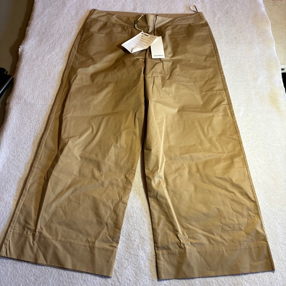 ALPHA STUDIO Women's Wide‎ Leg Capri Pants Beige Cotton Elastane Size 48